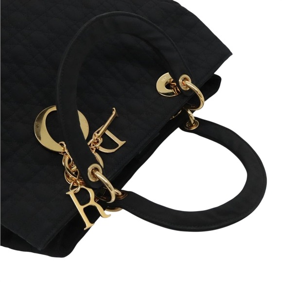 CHRISTIAN DIOR Lady Dior Cannage Handbag Black Gold | RARE VINTAGE AUTHENTICATED - Picture 4 of 13